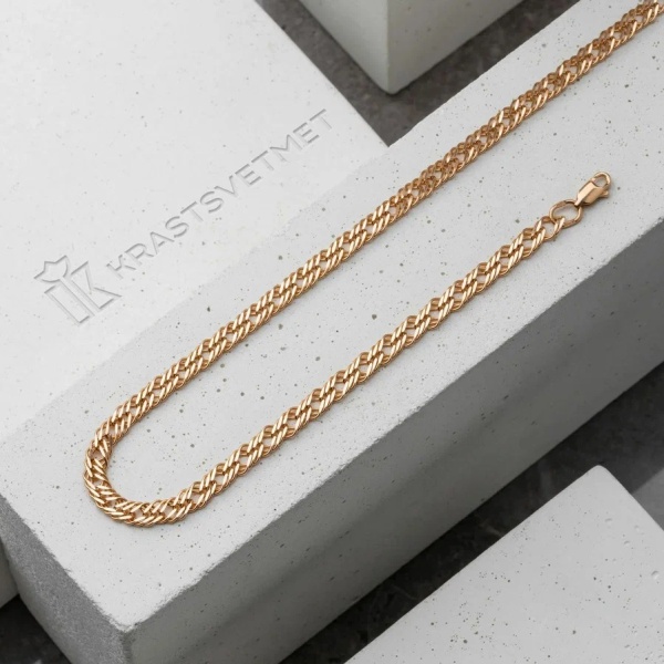 Цепь из красного золота 585, плетение «Ромб тройной»